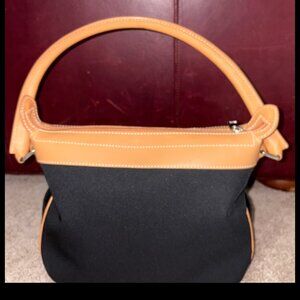 Talbots Black & Tan Leather Trim Shoulder Bag